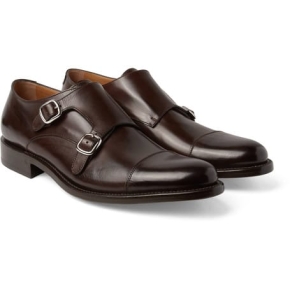 Cap-Toe Polished-Leather Monk-Strap Shoes