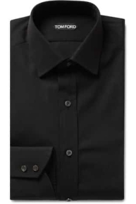 Black Slim-Fit Cotton-Poplin Shirt