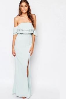 TFNC Tall Off Shoulder Maxi Dress With Embellishment