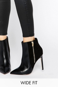 Wide Fit Pointed High Ankle Boots