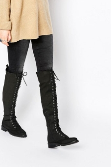 ASOS KNICK KNACK Lace Up Over The Knee Boots