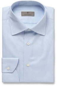 Blue Slim-Fit Cotton-Twill Shirt