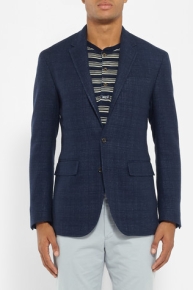 Navy Slim-Fit Tweed Blazer