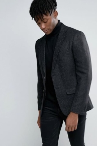 New Look Wool Blazer In Speckled Black
