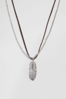 ASOS Faux Leather Necklace With Feathers