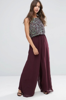 ASOS Jumpsuit with Palazzo Pants and Embellished Over Layer