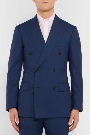 Blue Harry Slim-Fit Double-Breasted Wool Suit Jacket