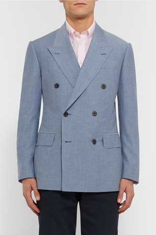 Blue Harry Slim-Fit Wool And Cotton-Blend Chambray Blazer