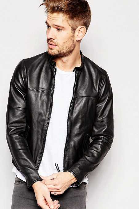 Replay Leather Jacket Zip Front