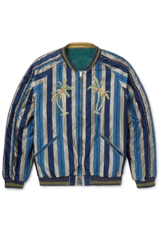 Slim-Fit Reversible Striped Cotton-Blend And Velvet Souvenir Jacket