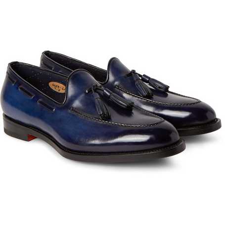 Tasselled Burnished-Leather Loafers