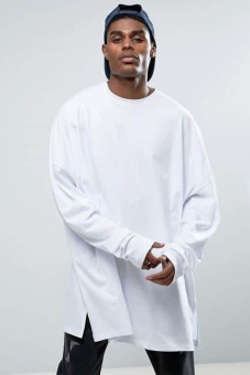 ASOS Long Sleeve Extreme Oversized T-Shirt With Super Long Sleeve In White