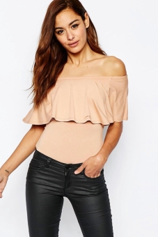 ASOS Off Shoulder Body With Ruffle Detail And Thong