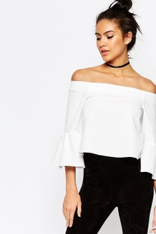 ASOS Off The Shoulder Top with Ruffle Sleeve