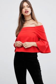 ASOS Off The Shoulder Top with Ruffle Sleeve