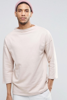 ASOS Oversized Longline Sweatshirt With Half Sleeve