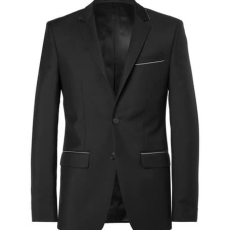 Black Slim-Fit Chain-Trimmed Wool And Mohair-Blend Suit Jacket