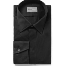 Black Slim-Fit Cotton-Jersey Shirt
