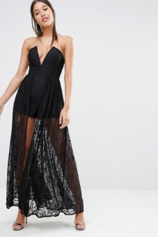 Love Triangle Lace Maxi Playsuit