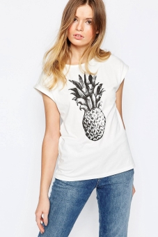 People Tree Organic Fairtrade Cotton T-Shirt with Pineapple Motif