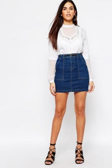 Warehouse Denim Mini Skirt