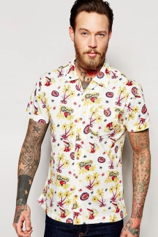 Wrangler Tropical Print Regular Fit Bowling Shirt