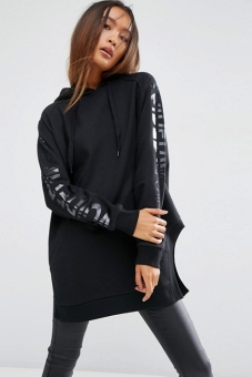 ASOS Hoodie in Longline Oversized Fit with Sleeve Print