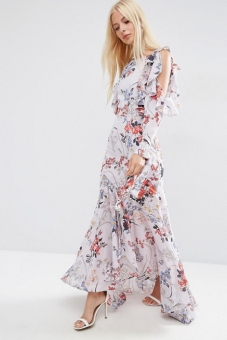 asos-cold-shoulder-long-sleeve-ruffle-maxi-dress-in-grey-floral