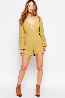 glamorous-petite-plunge-front-bell-sleeve-playsuit