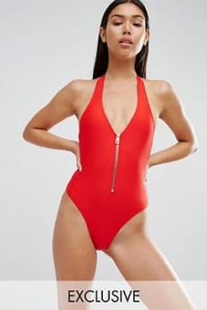 south-beach-plunge-zip-red-swimsuit