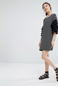 zacro-t-shirt-dress-with-layered-ruffle-sleeves-in-breton-stripe