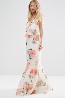 ASOS Maxi Skirt in Floral Print with Godet Hem Co-ord