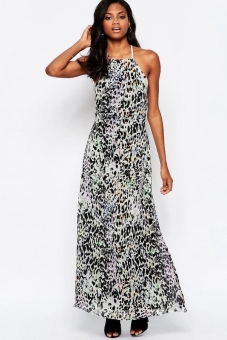 Goldie Elegance Maxi Dress With Low Back In Leopard Print