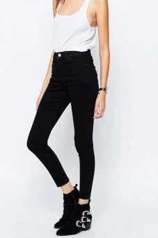 ASOS TALL Ridley High Waist Skinny Jeans in Clean Black