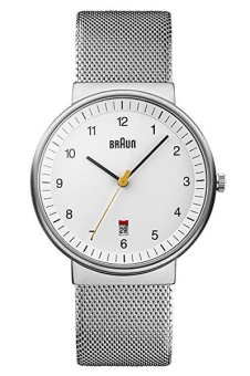 Braun Men's BN0032WHSLMHG Classic Mesh Analog Display Japanese Quartz Silver Watch