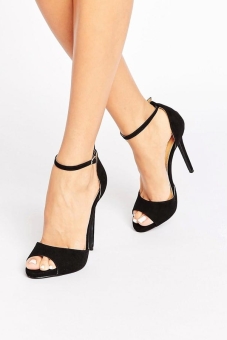 Public Desire Saydee Ankle Strap Black Heeled Sandals