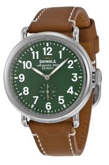 Shinola The Runwell Green Dial Leather Unisex Watch S0100026