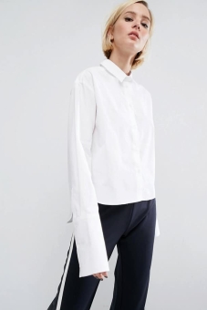 ASOS Cropped Smart Cotton Shirt With Deep Cuff