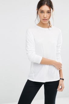 ASOS Linen Mix T-Shirt with Long Sleeves