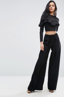 ASOS Woven Wide Leg Pants with Wrap Tie Front