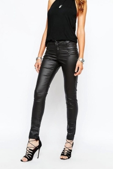 Noisy May Fame Coated Skinny Jeans With Zip Pockets