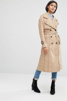 ASOS Midi Mac with Oversized Collar and Stitch Detail