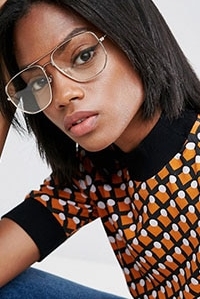 ASOS Geeky Clear Lens Square Aviator Glasses