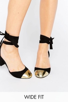 ASOS SHOW TIME Wide Fit Ribbon Lace Up Heels