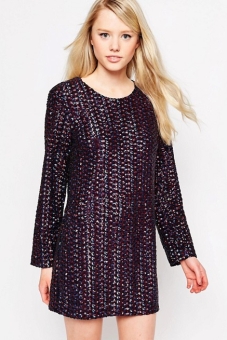 Jovonna Patrice Shift Dress In Sequins With Open Back