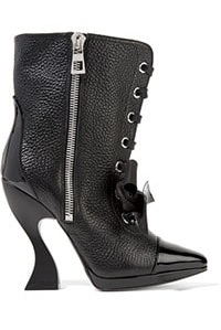 LOEWE Patent-trimmed textured-leather boots