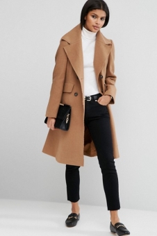 ASOS Wool Blend Skater Coat with Raw Edges