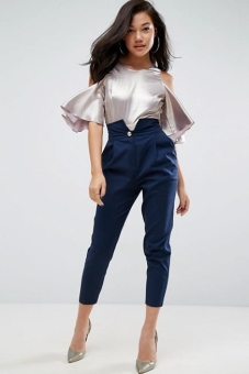 ASOS Tailored Pant with Extreme High Waist & Military Button