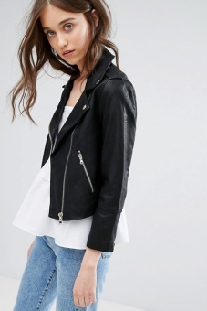 Miss Selfridge Cropped Leather Look Jacket