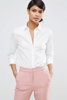 ASOS 34 Sleeve White Shirt in Stretch Cotton